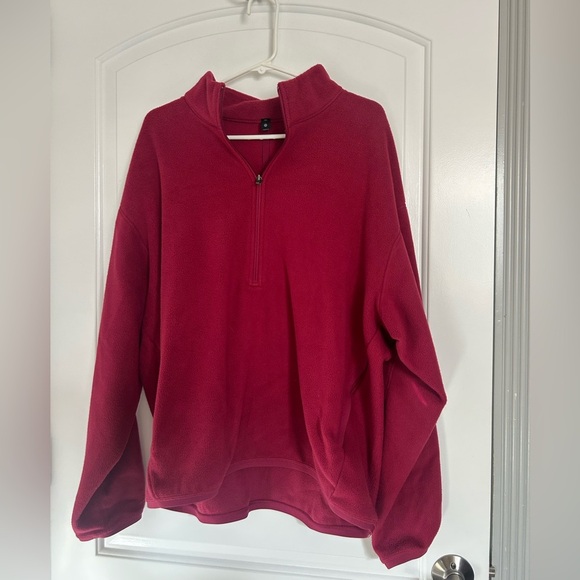 Lululemon Men's Red Oversized Quarter-Zip Fleece Sweater size large athletic - Picture 2 of 14